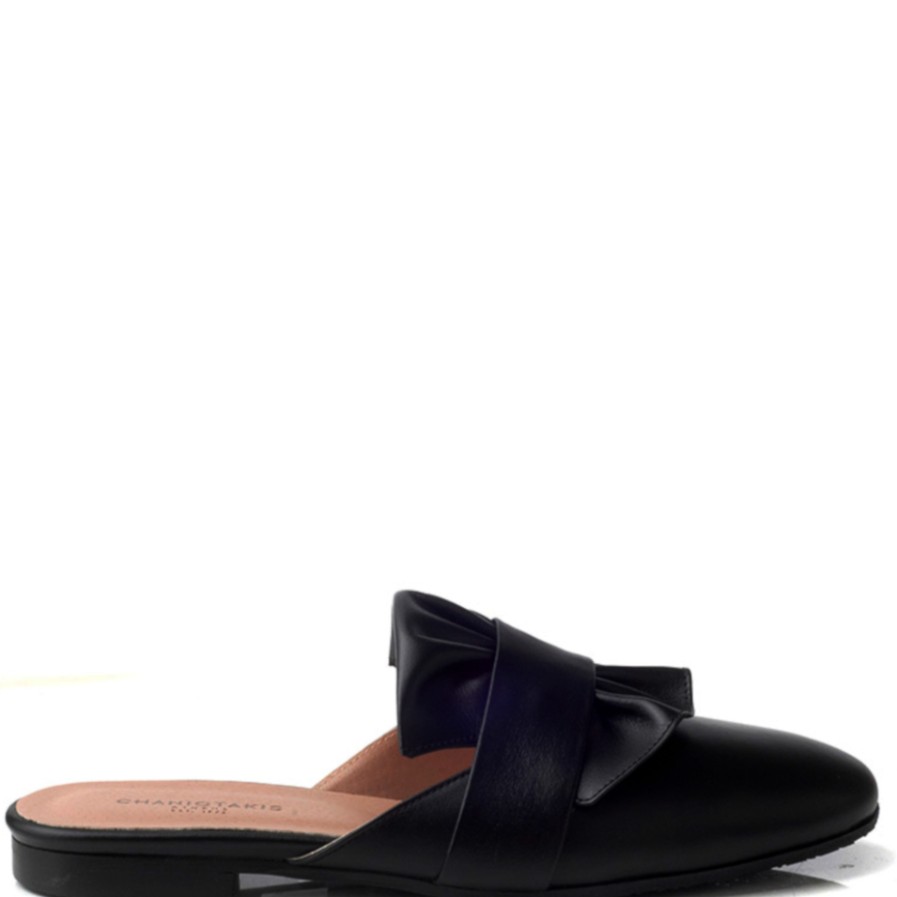 Mules | CHANIOTAKIS Mules With Bow Black