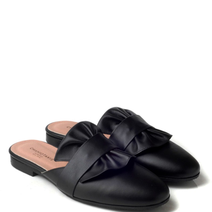 Mules | CHANIOTAKIS Mules With Bow Black