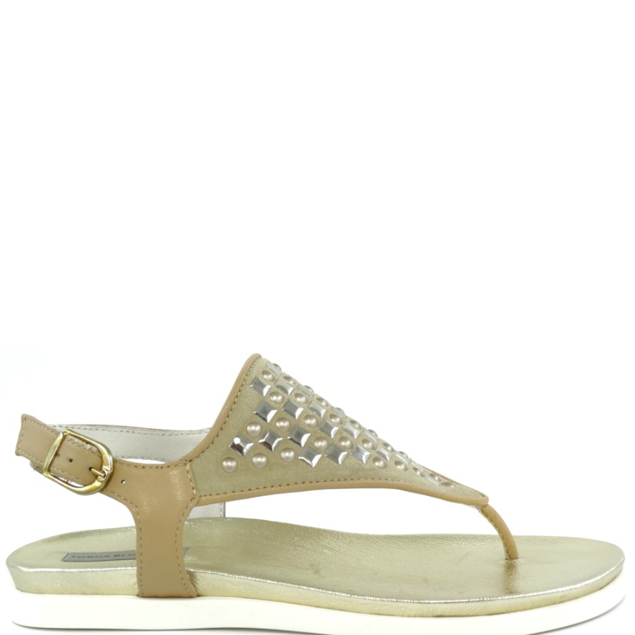 Sandals | TOSCA BLU Women'S Sandals In Beige Leather With Gold