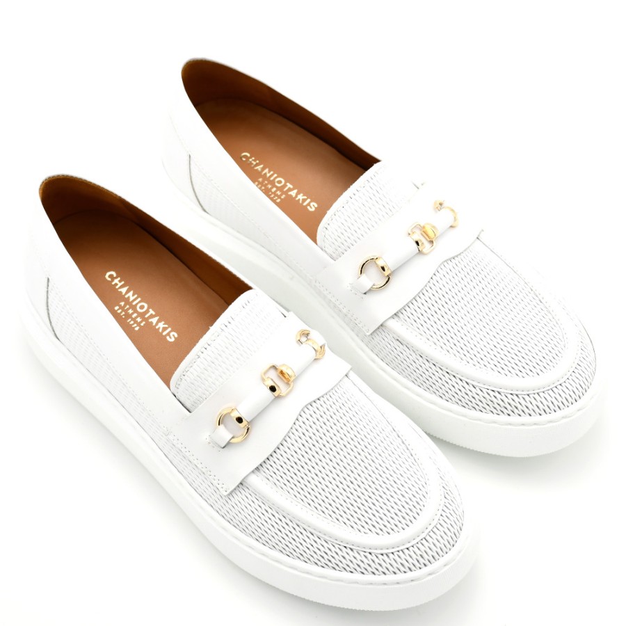 Loafers | CHANIOTAKIS Loafers In White Leather