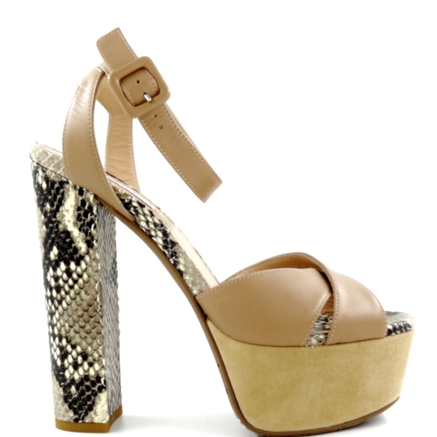 Sandals With Thick Heel | TIFFI Sandals Vitello Cuero