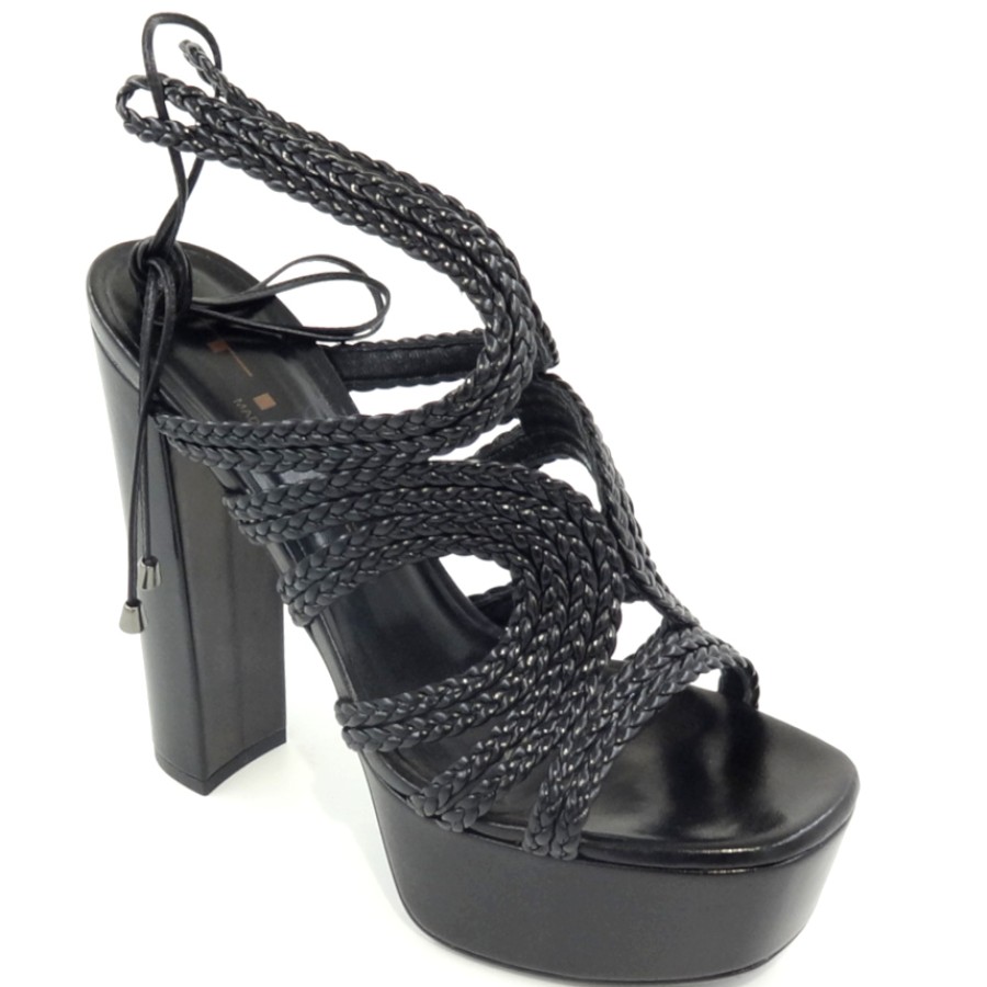 Sandals With Thick Heel | TIFFI Black Leather Sandals