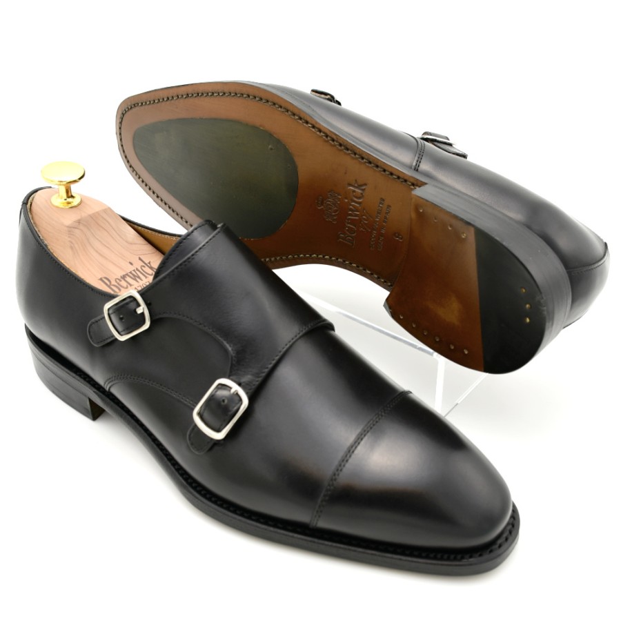 Groom'S Shoes | BERWICK 1707 Monks Men'S In Smooth Black Leather