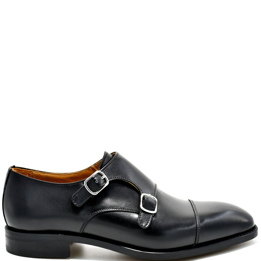 Groom'S Shoes | BERWICK 1707 Monks On Black Smooth Skin