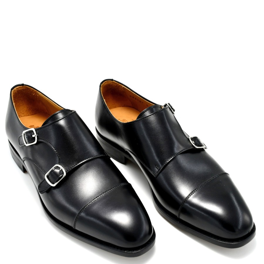 Groom'S Shoes | BERWICK 1707 Monks On Black Smooth Skin