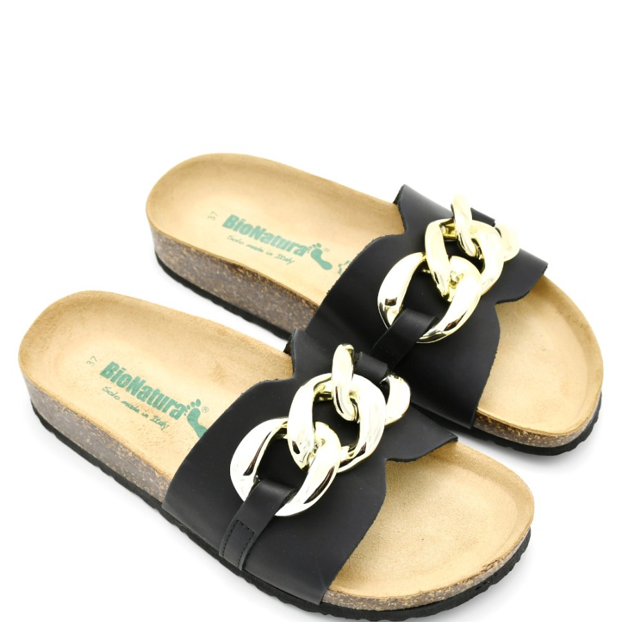 Slippers | BIONATURA Women'S Slippers In Black Leather