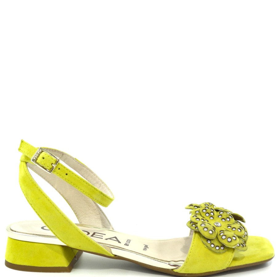 Sandals With Thick Heel | GADEA Suede Yellow Sandals