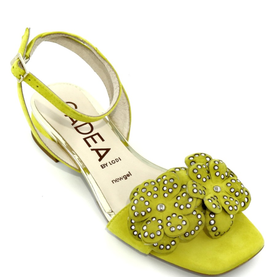 Sandals With Thick Heel | GADEA Suede Yellow Sandals