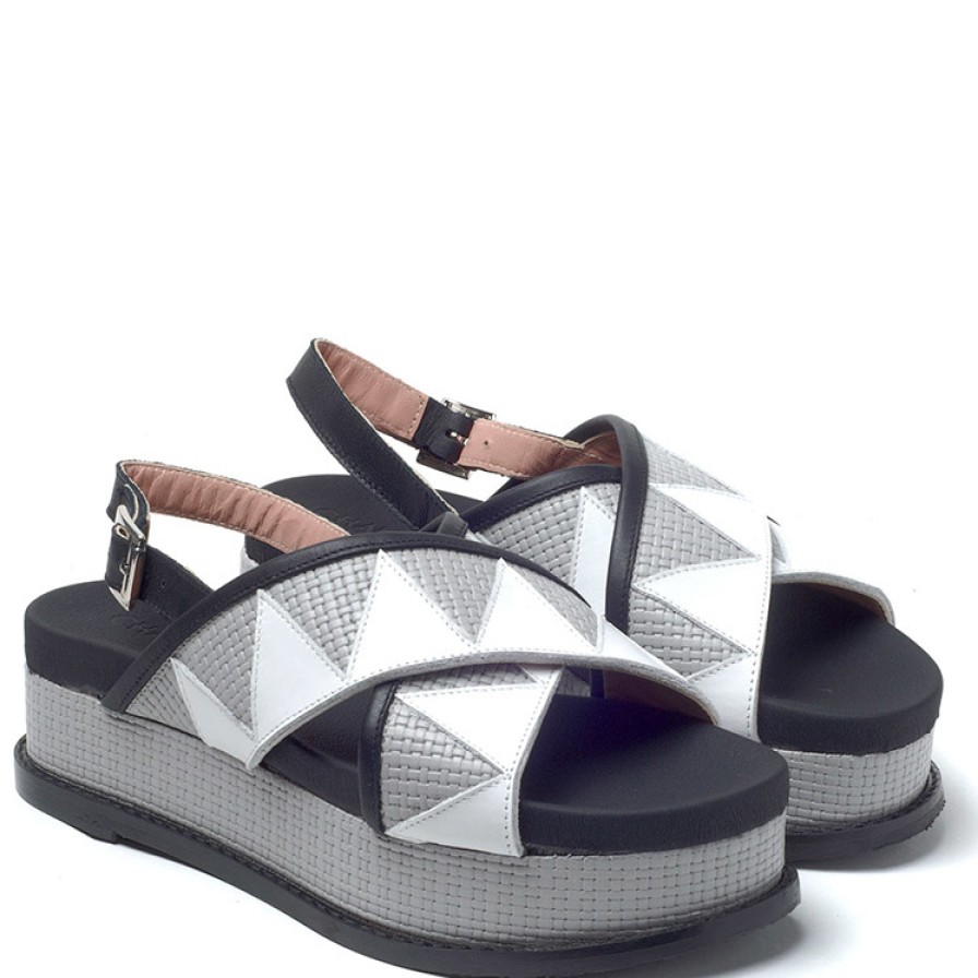 Flatforms | CHANIOTAKIS Women'S Flatforms Grey-Black-White