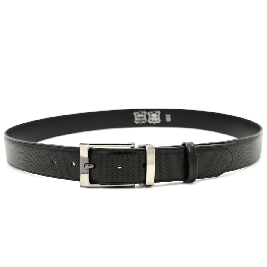 Belts | BOR Men'S Belts In Sierra Leather Stamped Black