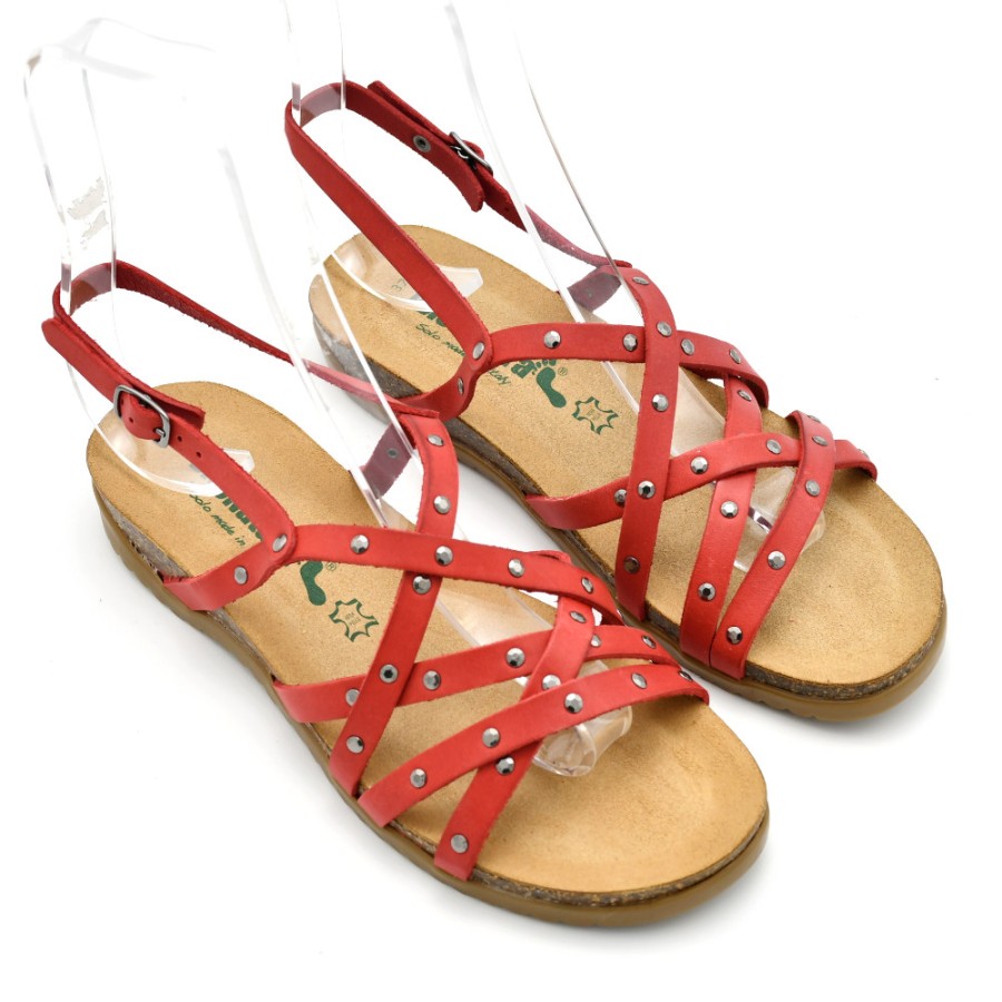 Sandals | BIONATURA Women'S Anatomical Sandals In Red Leather