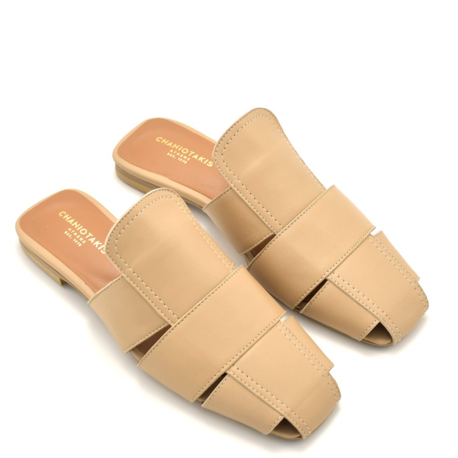 Mules | CHANIOTAKIS Women'S Mules In Beige Leather