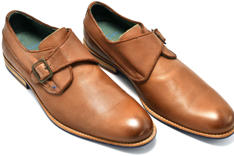 Monks | EXCEED Monks In Brown Stamped Leather