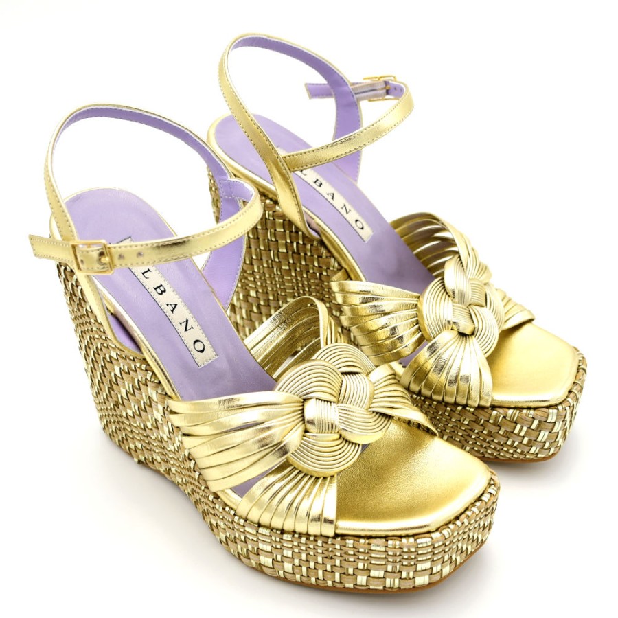 Platforms | ALBANO Platforms Women In Gold Leather