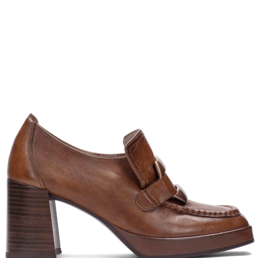 Loafers | HISPANITAS Women'S Loafers With Heel In Brown Leather