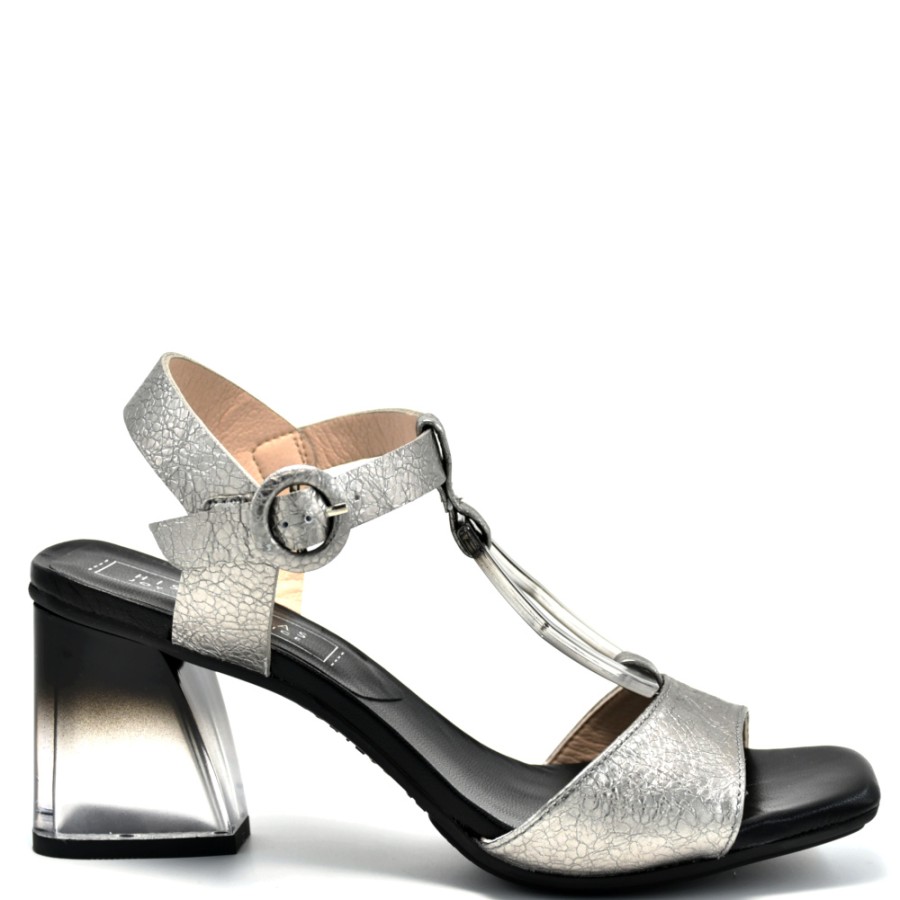 Sandals With Thick Heel | HISPANITAS Women'S Sandals With A Thick Heel Sandy Silver