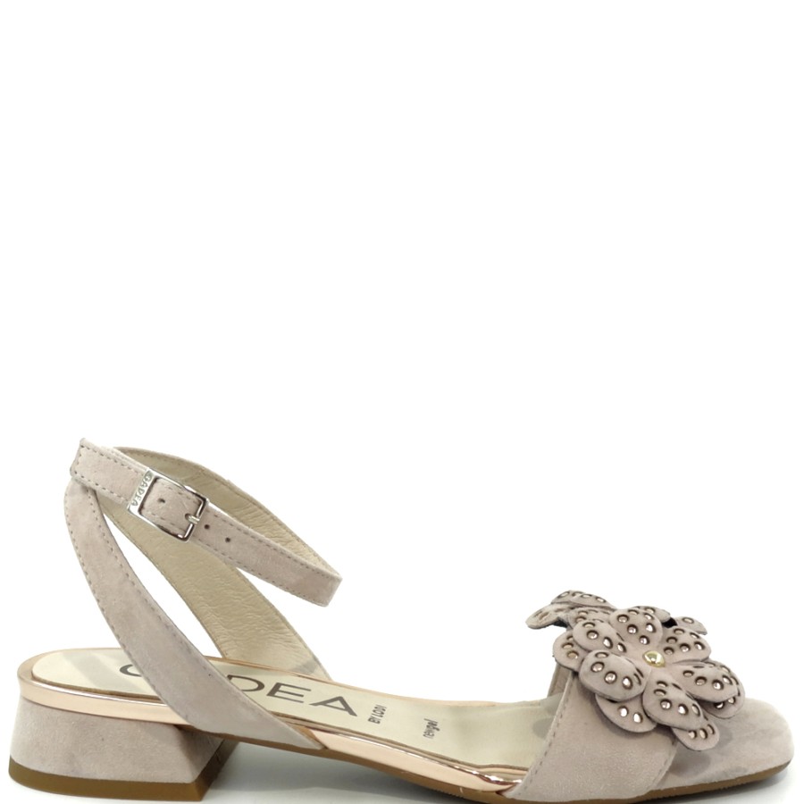 Sandals With Thick Heel | GADEA Suede Nude Sandals