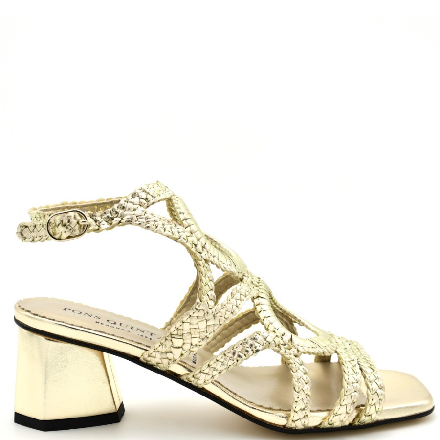 Sandals With Thick Heel | PONS QUINTANA Women'S Bayona Sandals In Gold Leather