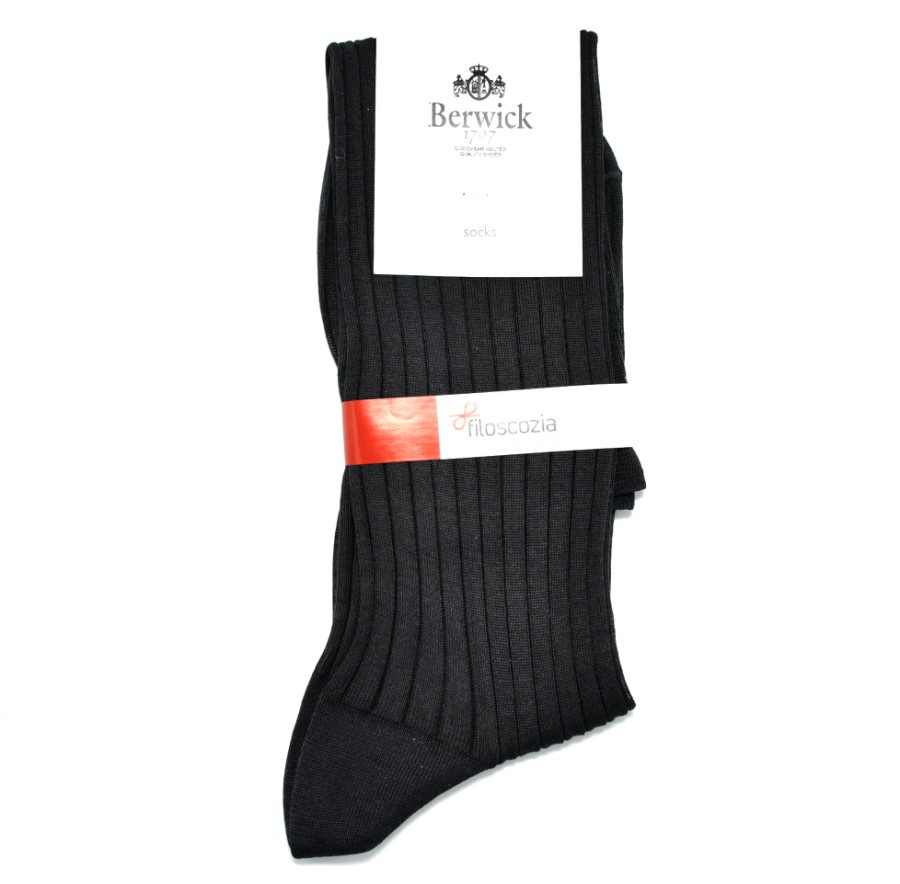 Socks | BERWICK 1707 Men'S Charcoal 100% Cotton Socks