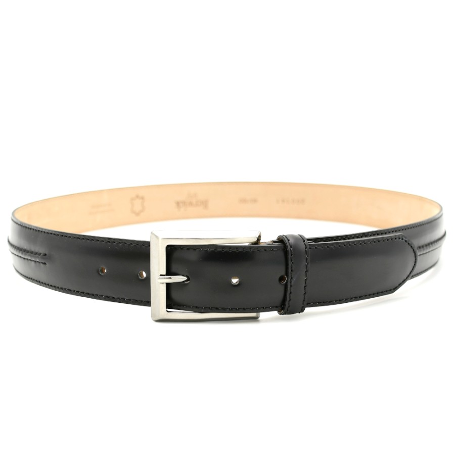 Belts | BERWICK 1707 Men'S Belts In Black Leather With Stitching