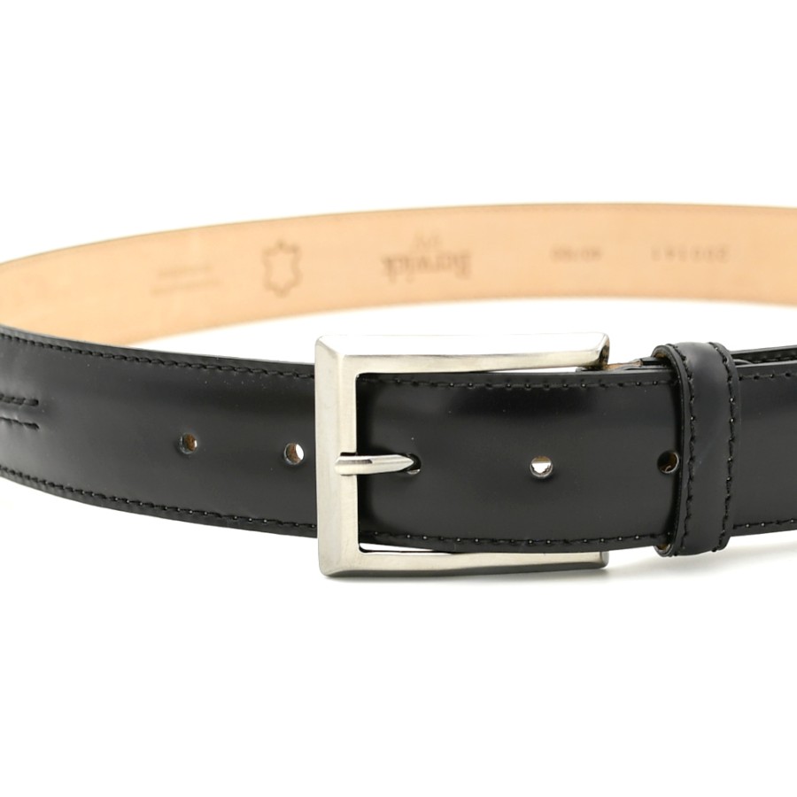 Belts | BERWICK 1707 Men'S Belts In Black Leather With Stitching