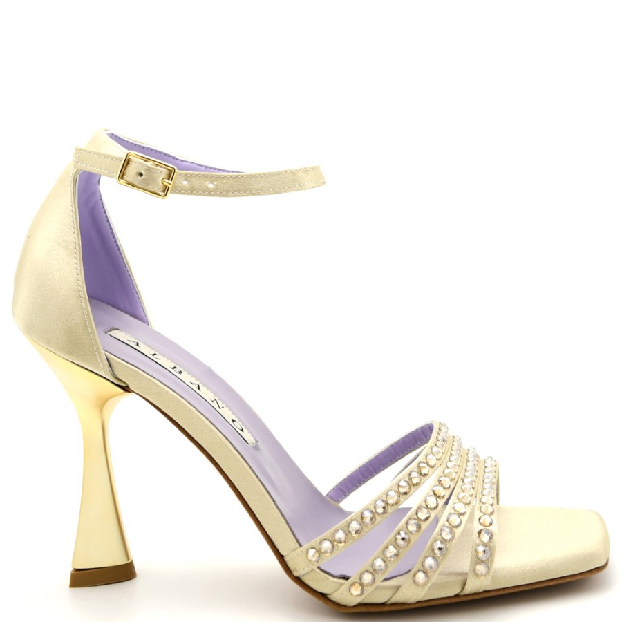 Sandals | ALBANO Women'S Gold Sandals With Swarovski