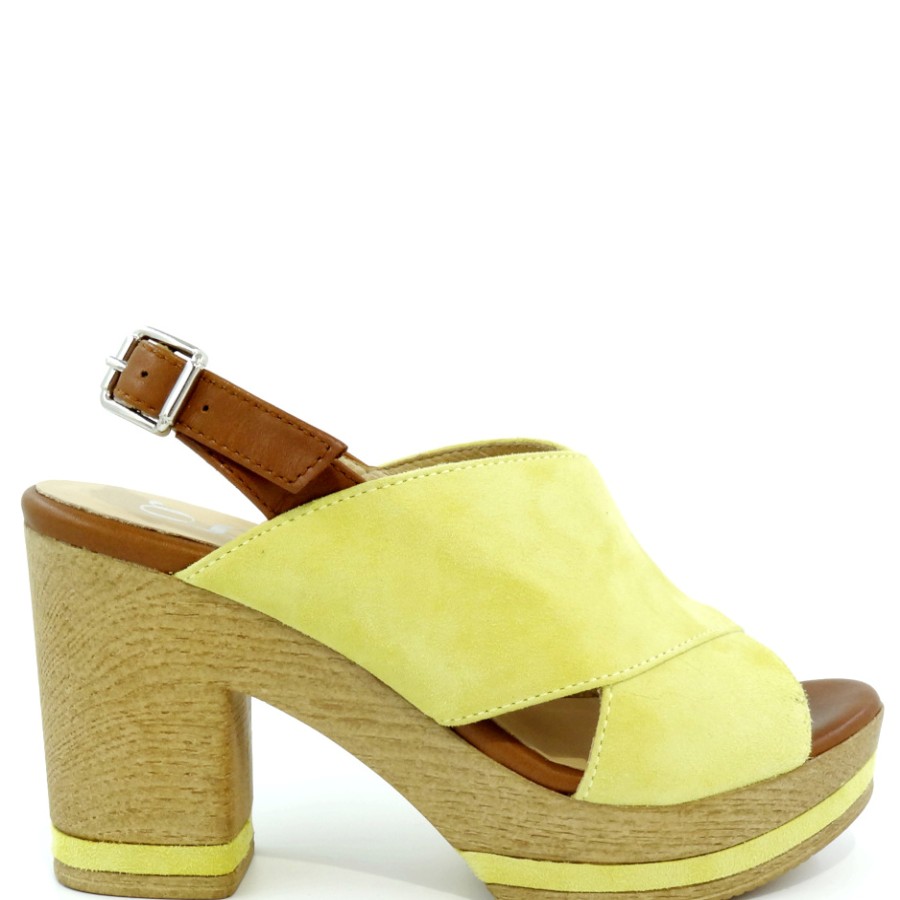 Sandals With Thick Heel | GADEA Suede Yellow Sandals