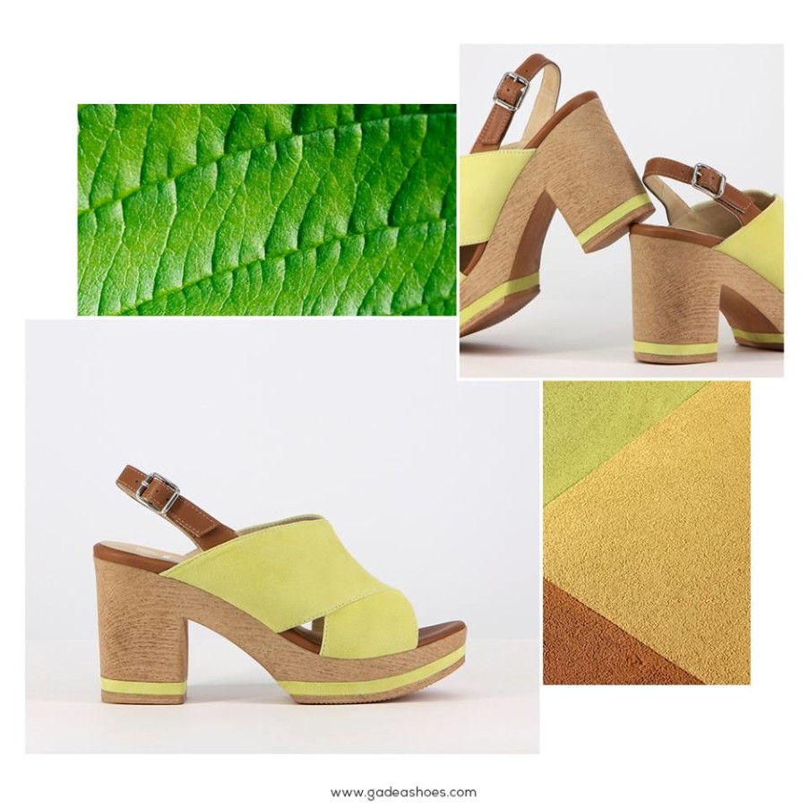 Sandals With Thick Heel | GADEA Suede Yellow Sandals