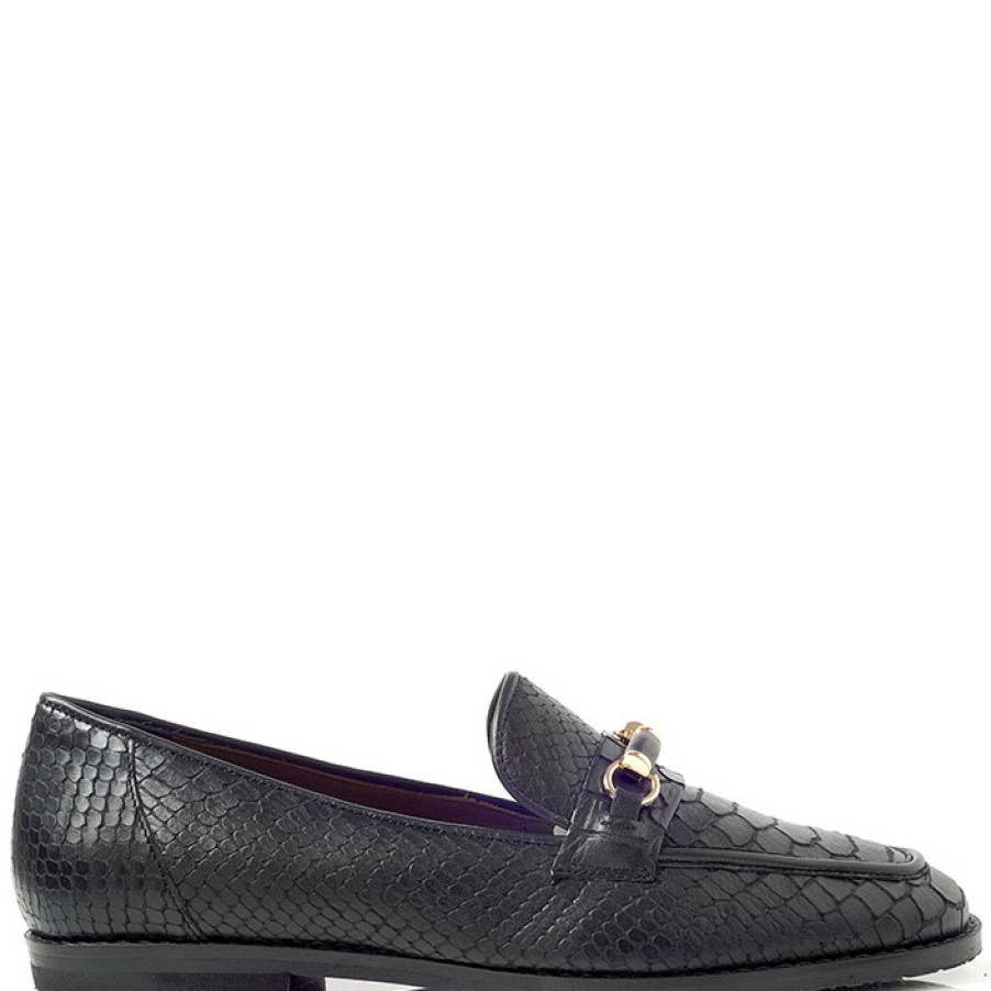 Loafers | CHANIOTAKIS Black Croco Leather Loafers